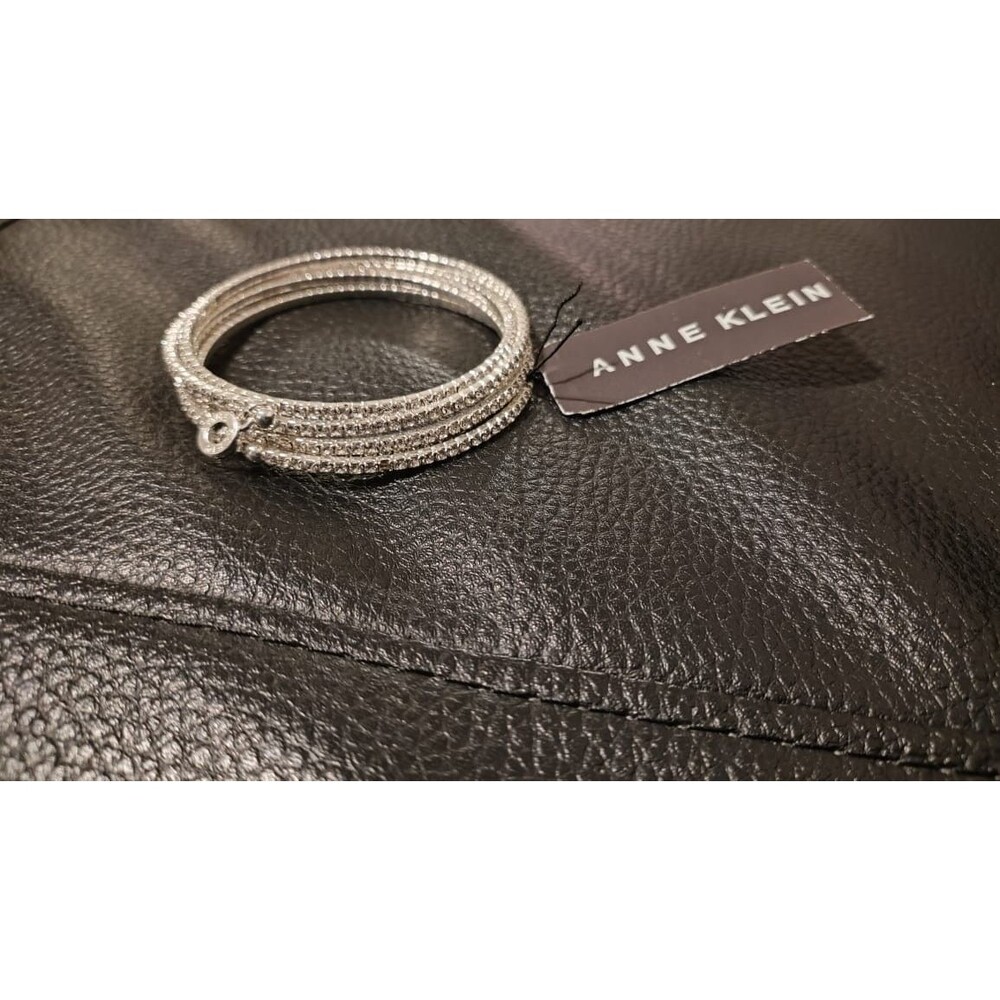 Anne Klein Multi-Row Rhinestone Flex Bracelet Silver Tone Women's Jewelry
